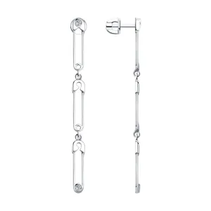 SOKOLOV - Drop Three Safety Pins Silver Stud Earrings With CZ