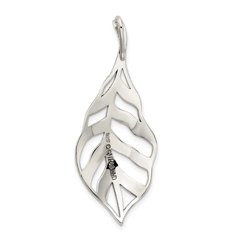 Sterling Silver Antiqued Marcasite Leaf Slide