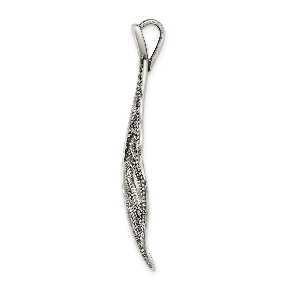 Sterling Silver Antiqued Marcasite Leaf Slide