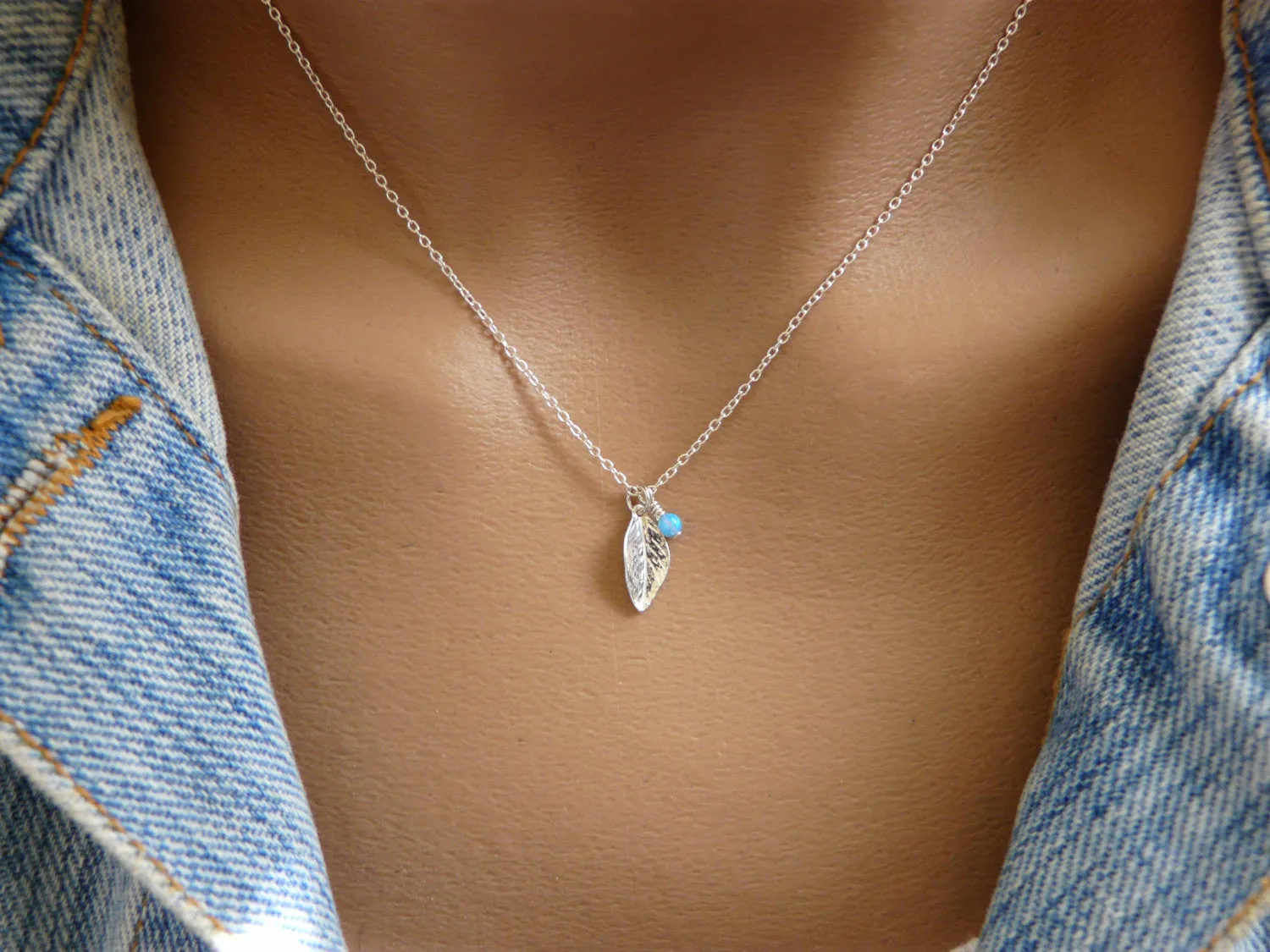 Sterling Silver Leaf Opal Necklace – Nature Inspired Elegance