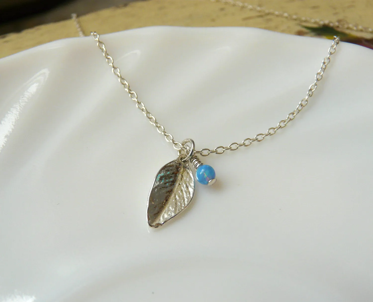 Sterling Silver Leaf Opal Necklace – Nature Inspired Elegance