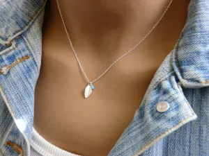 Sterling Silver Leaf Opal Necklace – Nature Inspired Elegance