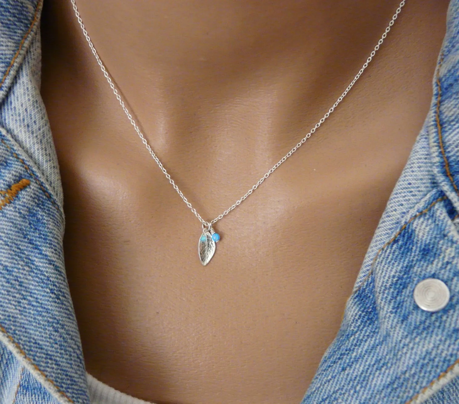 Sterling Silver Leaf Opal Necklace – Nature Inspired Elegance