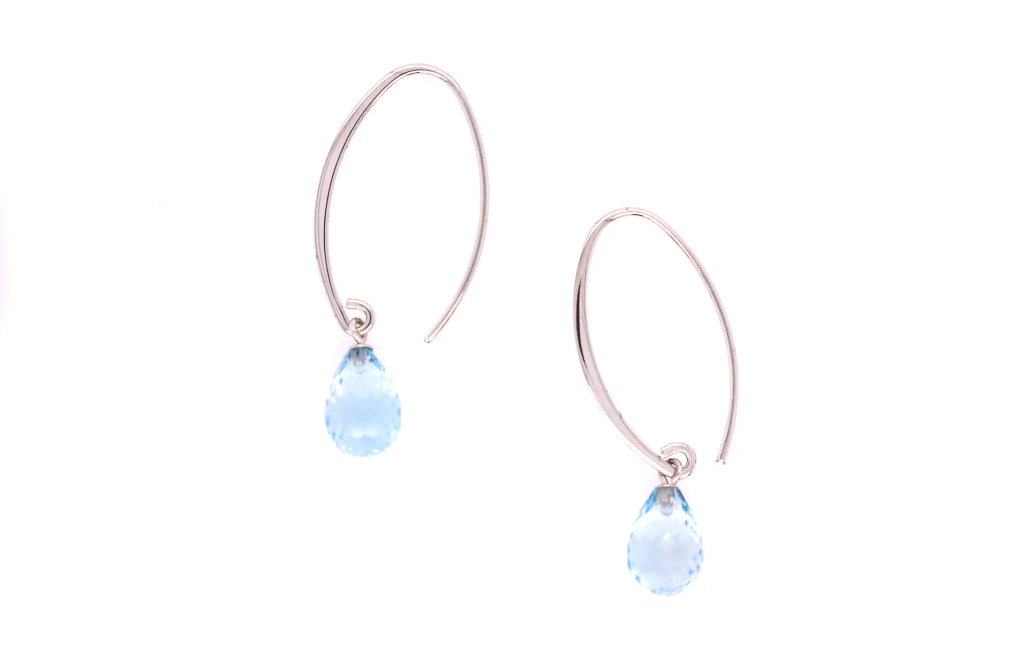 Sterling Silver Simple Drop Blue Topaz Earring