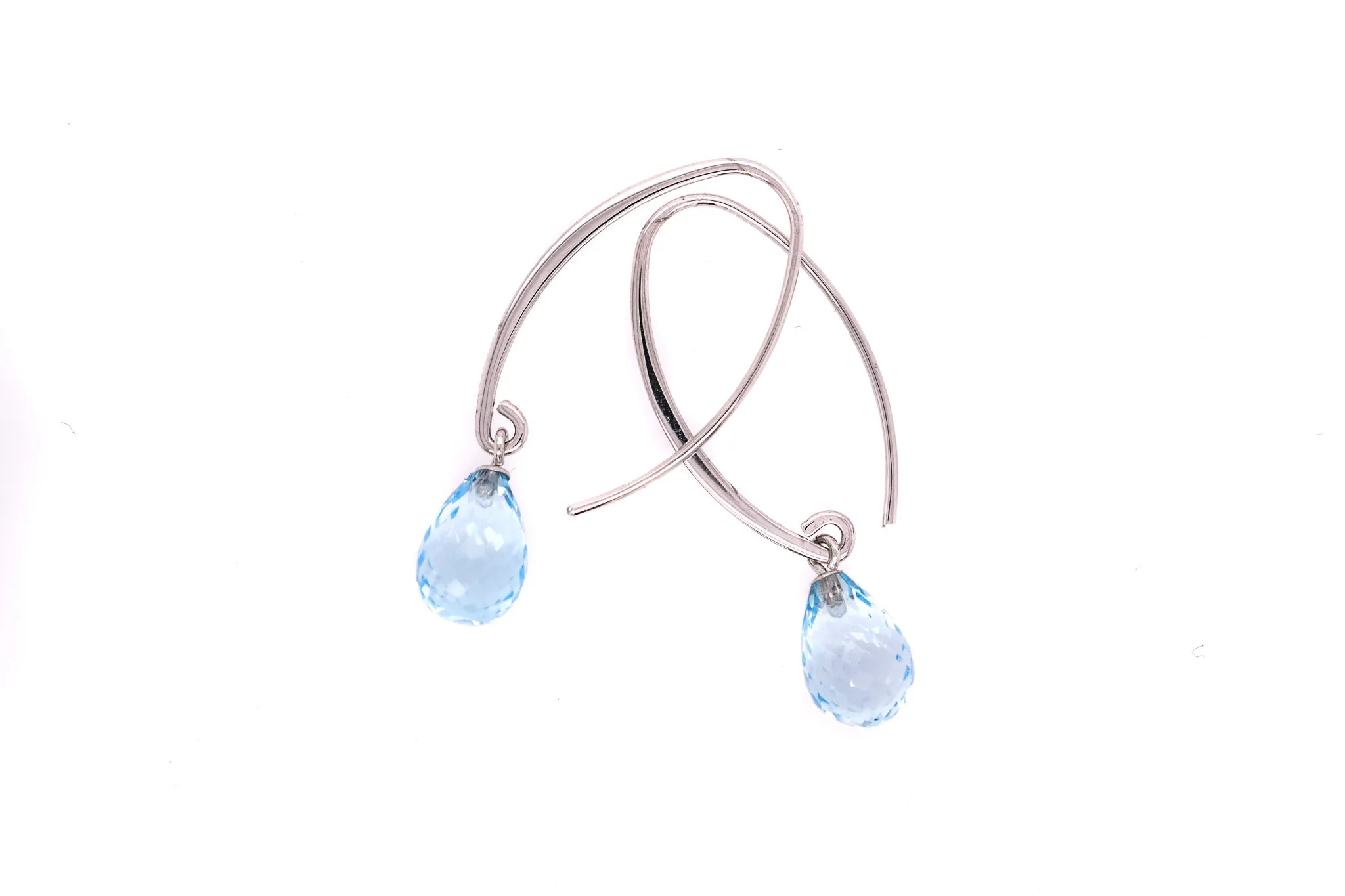 Sterling Silver Simple Drop Blue Topaz Earring