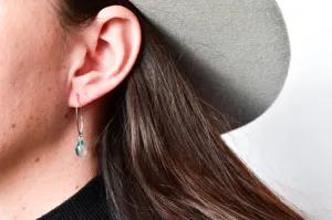 Sterling Silver Simple Drop Blue Topaz Earring