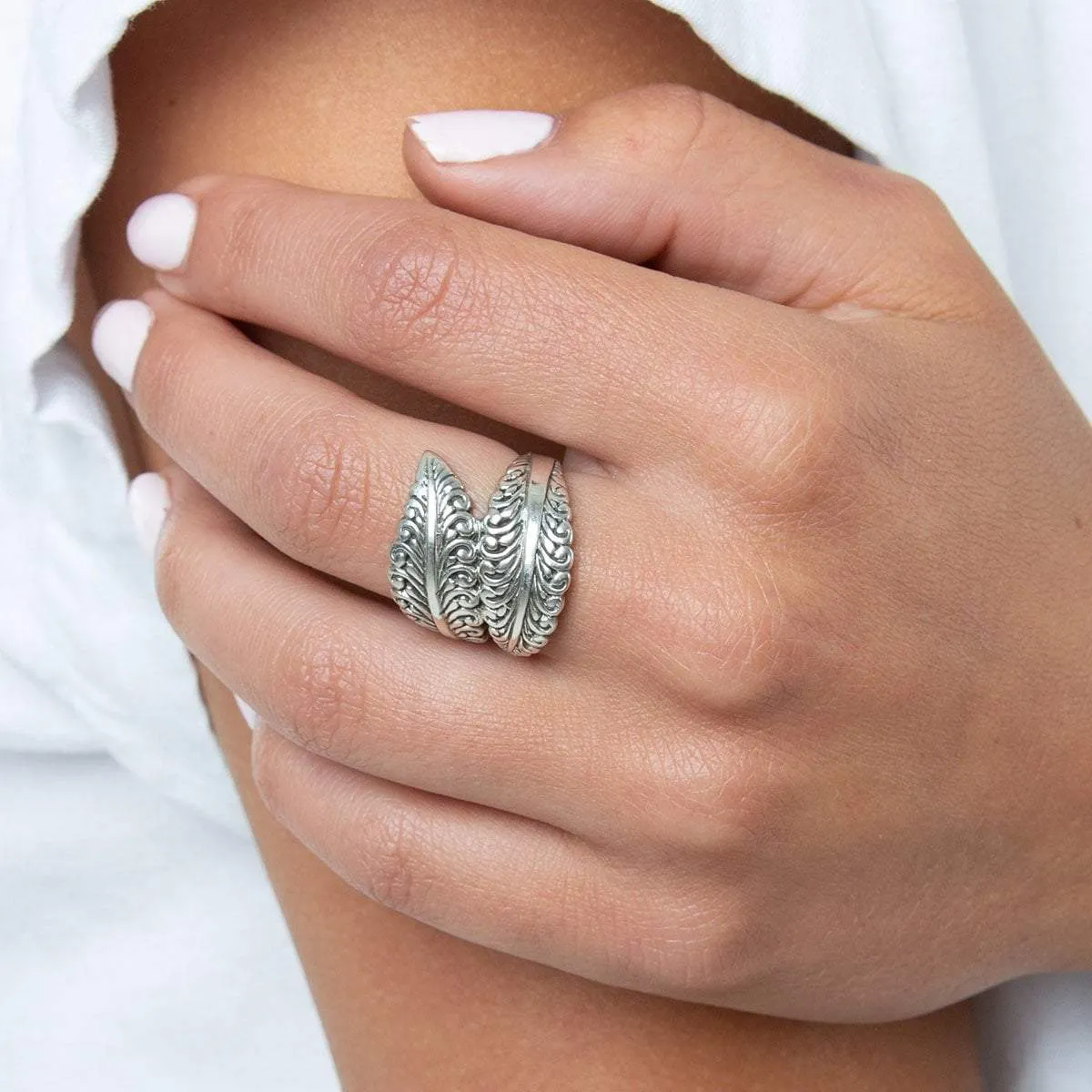Sterling Silver Swirl Leaf Ring