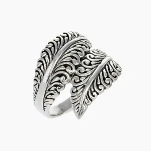 Sterling Silver Swirl Leaf Ring