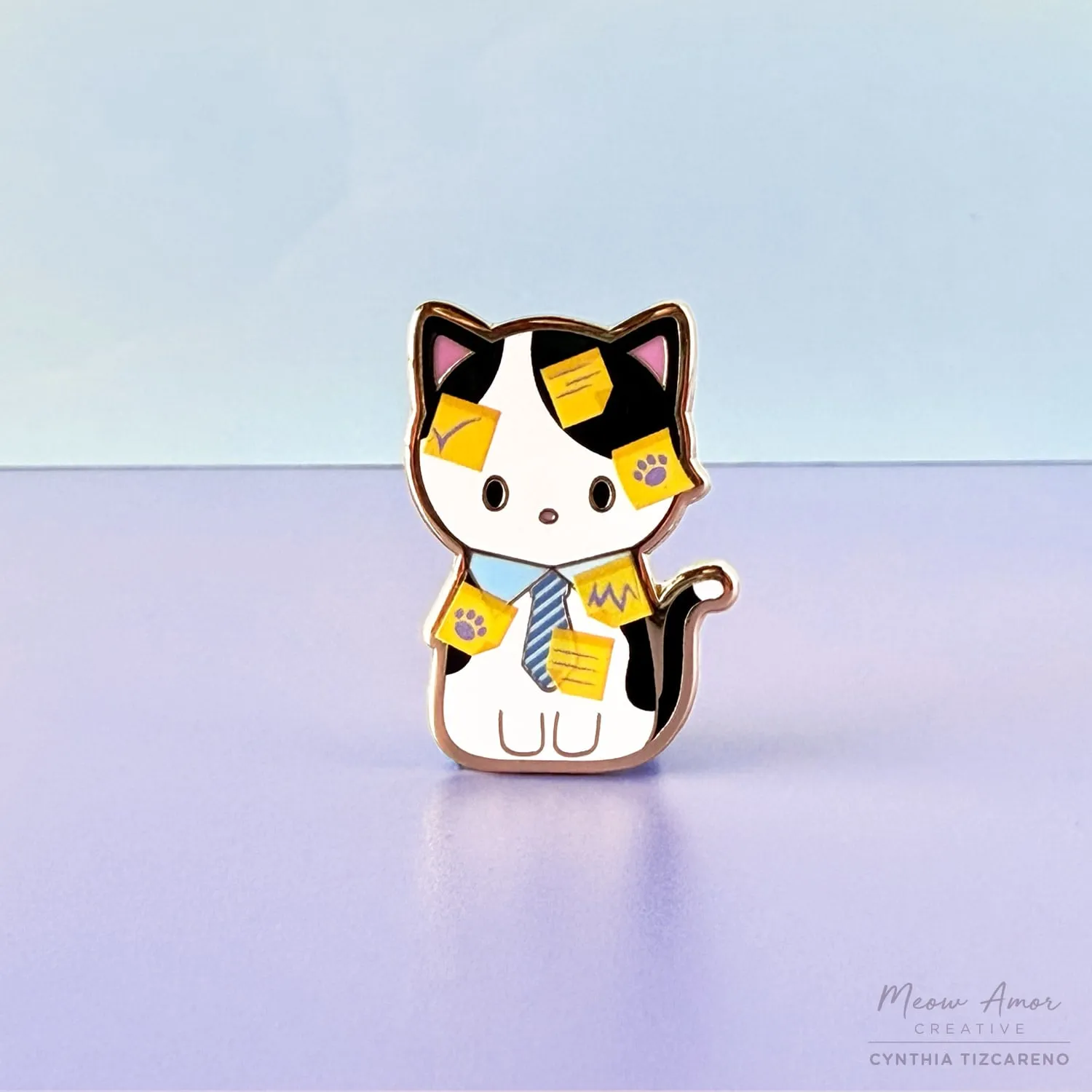 Sticky Situation Office Cat Enamel Pin