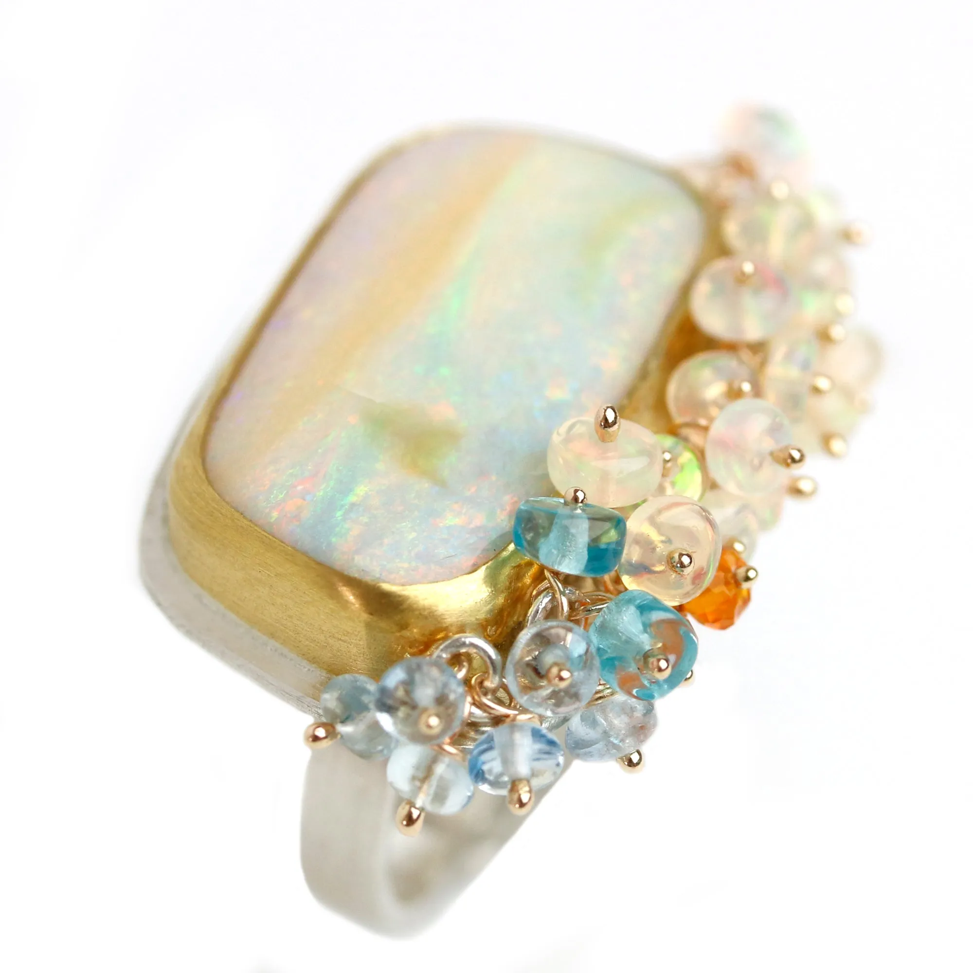 Summer Pastel Pipe Opal with Fringe Ring. Size 7 1 /2.