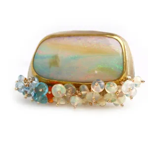 Summer Pastel Pipe Opal with Fringe Ring. Size 7 1 /2.