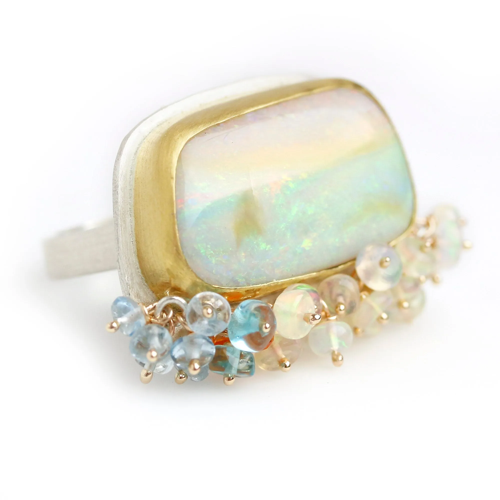 Summer Pastel Pipe Opal with Fringe Ring. Size 7 1 /2.
