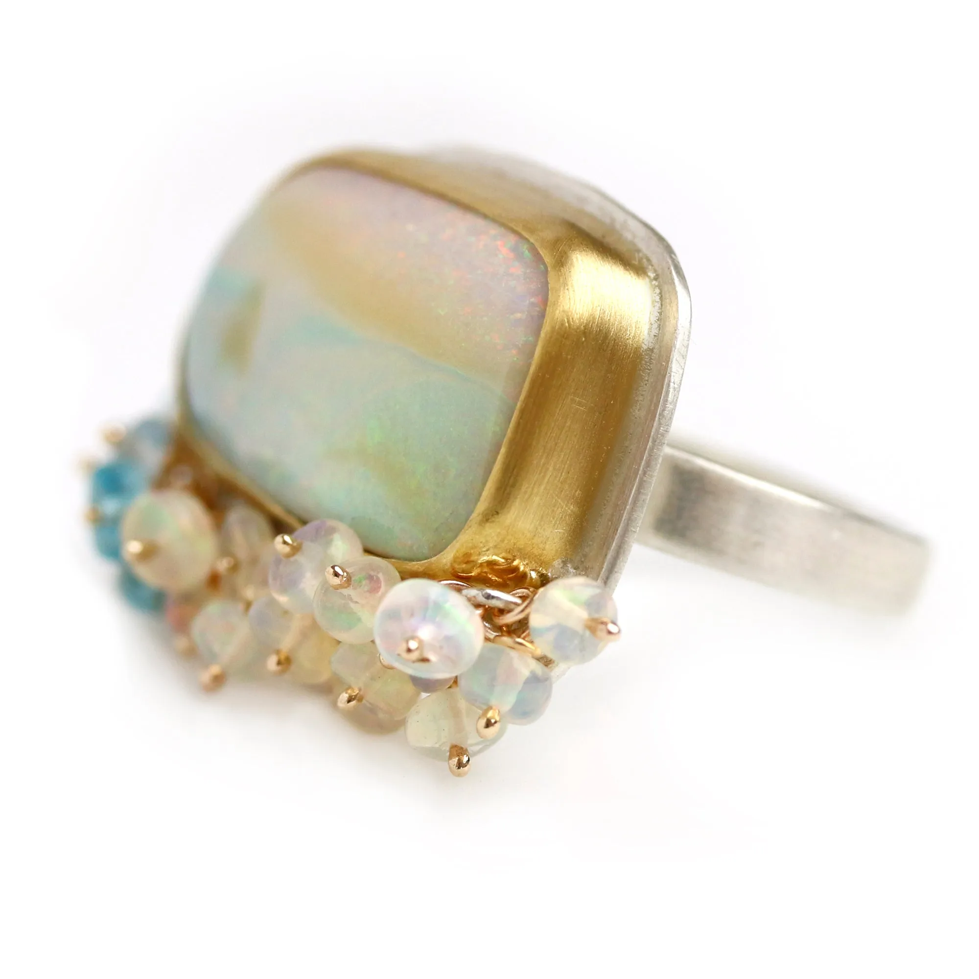 Summer Pastel Pipe Opal with Fringe Ring. Size 7 1 /2.