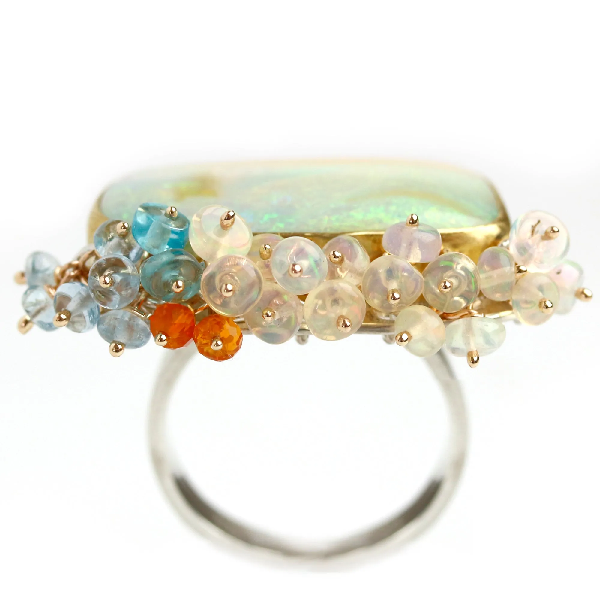 Summer Pastel Pipe Opal with Fringe Ring. Size 7 1 /2.