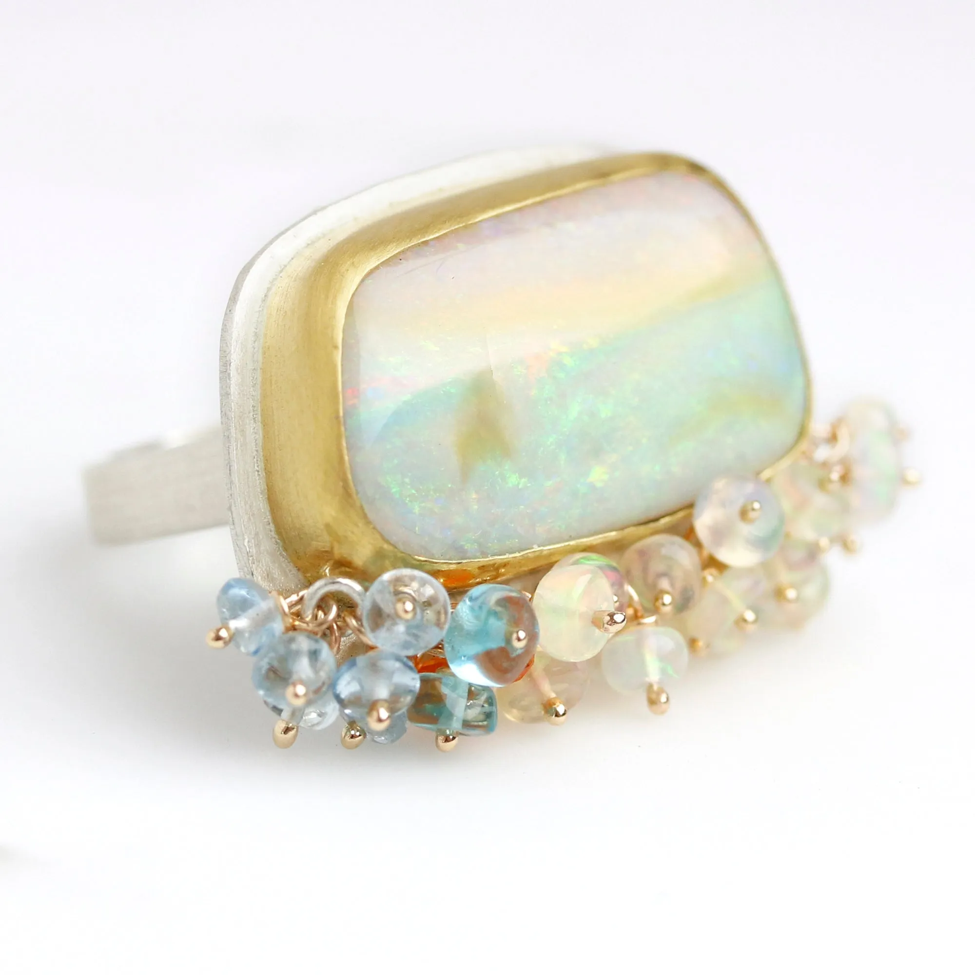 Summer Pastel Pipe Opal with Fringe Ring. Size 7 1 /2.