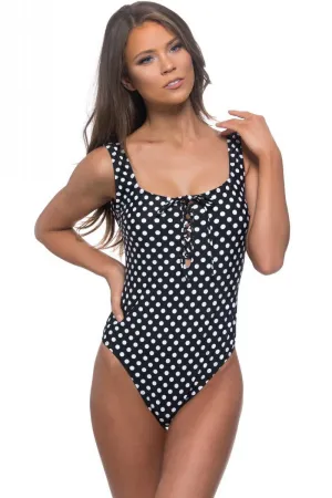 Sun Kisses Swimsuit - Polka Dot One Piece in Black