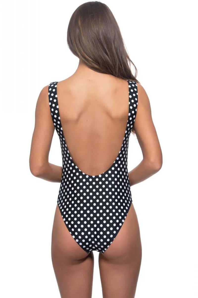 Sun Kisses Swimsuit - Polka Dot One Piece in Black