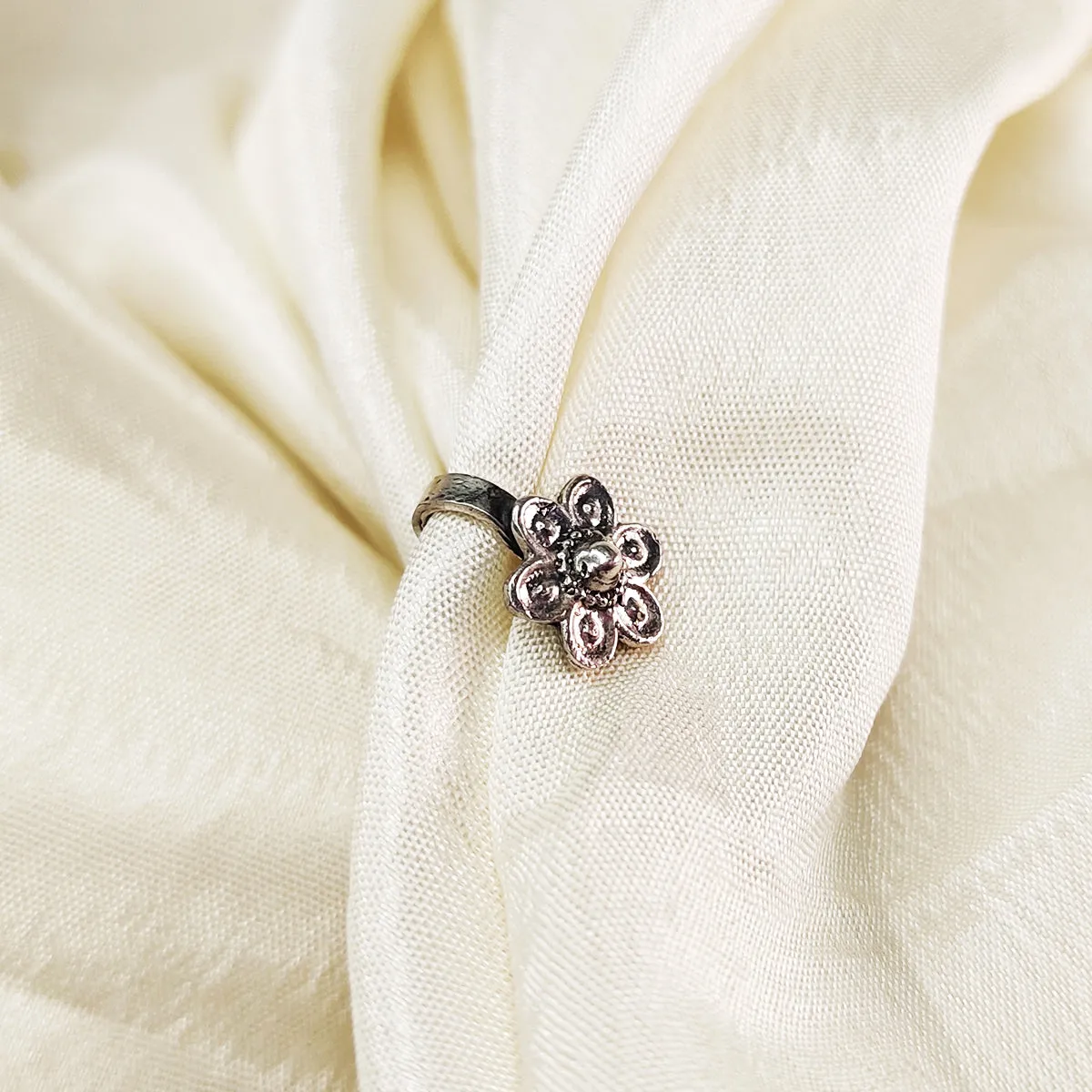 Sun tolerant flower silver nose pin - Clip on by MOHA