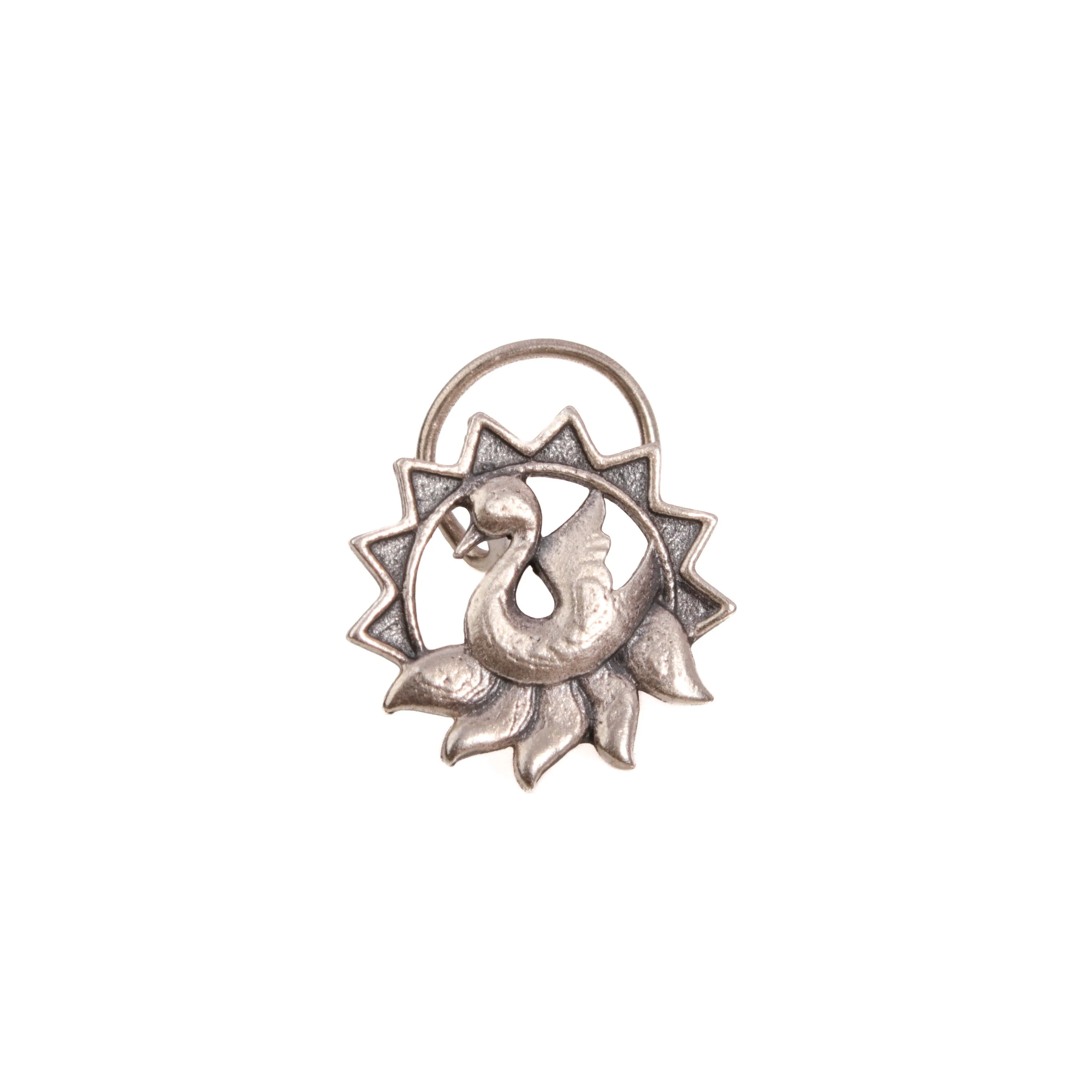 Swan silver nose pin, Pierced by MOHA