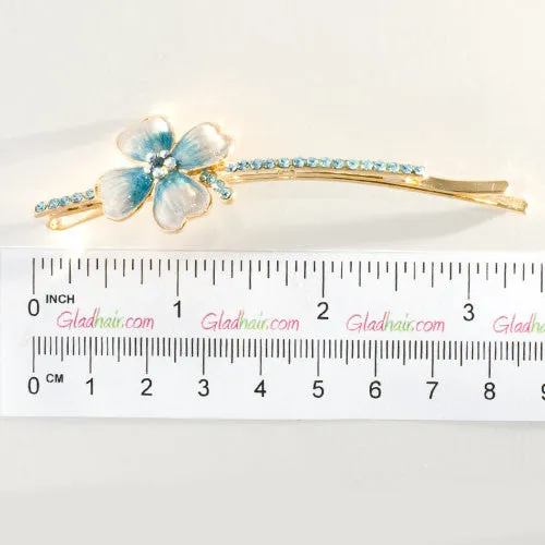 Swarovski Bobby Pin Rhinestones with Painted Flower - 1 piece