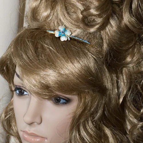 Swarovski Bobby Pin Rhinestones with Painted Flower - 1 piece