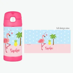 Sweet Flamingo Love Personalized Thermos Bottle