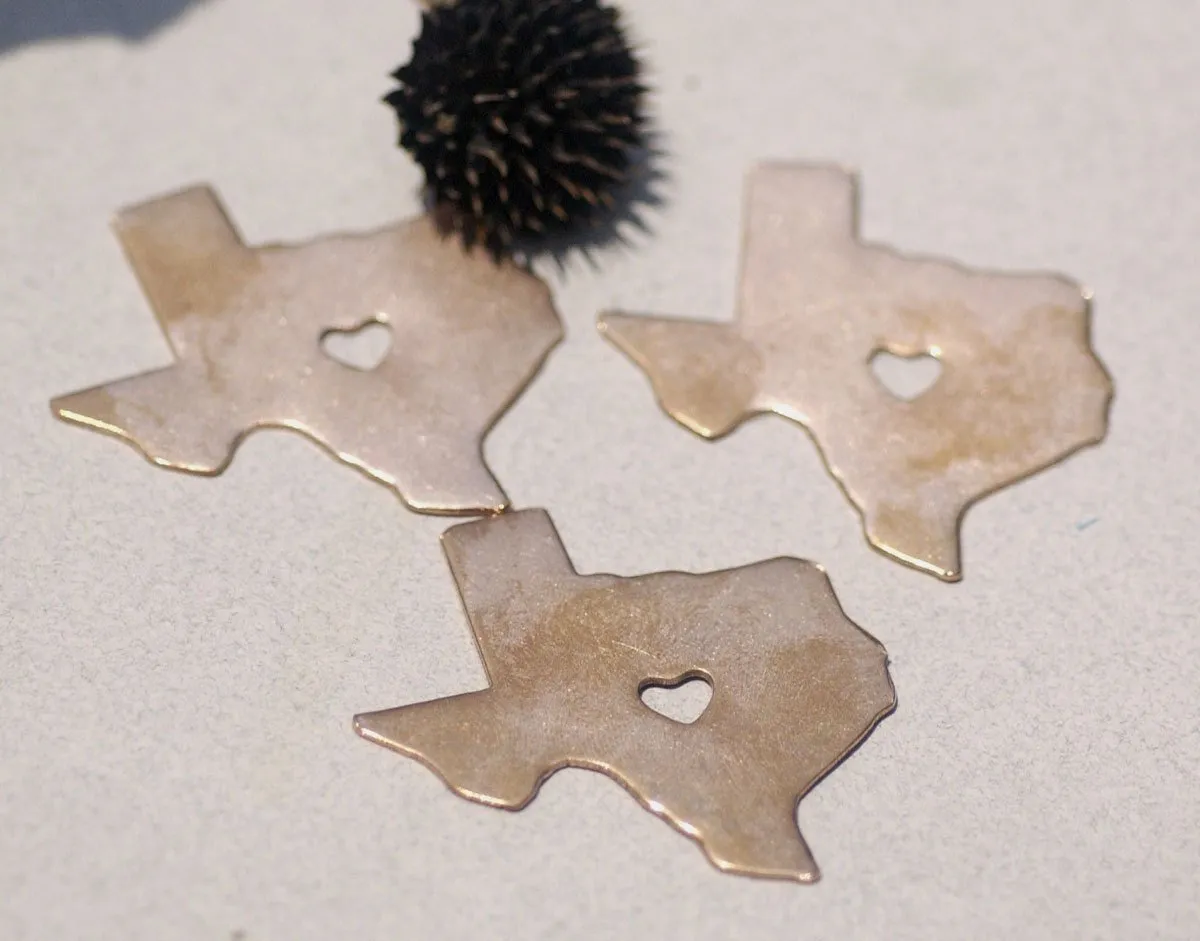 Texas State with Heart Chubby 6.6mm Cute Blanks Cutout for Metalworking Stamping Texturing Blank Variety of Metals