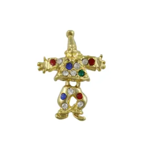 Tiny Crystal Clown with Moving Legs Lapel Tac Pin - RFP125A