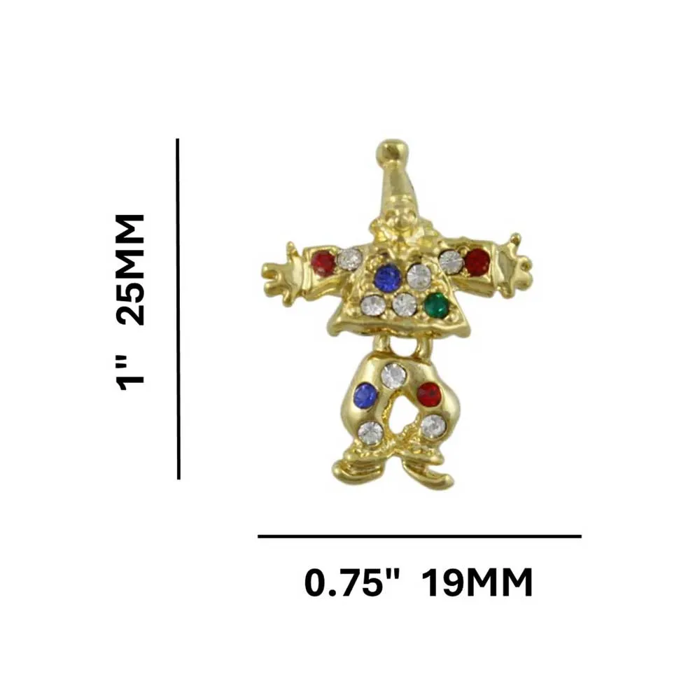 Tiny Crystal Clown with Moving Legs Lapel Tac Pin - RFP125A