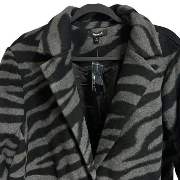 Torrid Gray Black Tiger Wave Jacquard Blazer Style Coat Size 2 2XL NWT