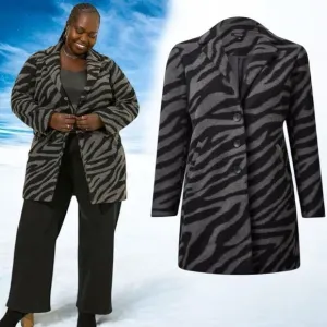 Torrid Gray Black Tiger Wave Jacquard Blazer Style Coat Size 2 2XL NWT