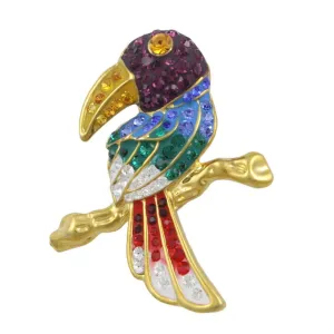 Toucan Brooch Pin with Colorful Crystals - PRB909F