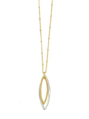 Two Small Leaves Mixed Metal Necklace