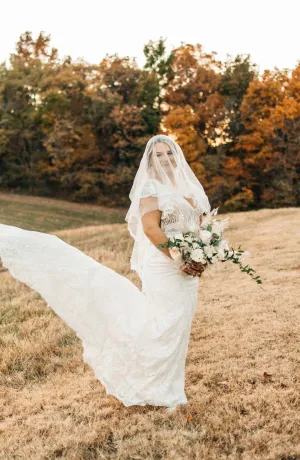Two Tier Fingertip Length Juliet Cap Wedding Veil | Blusher Bridal Veil