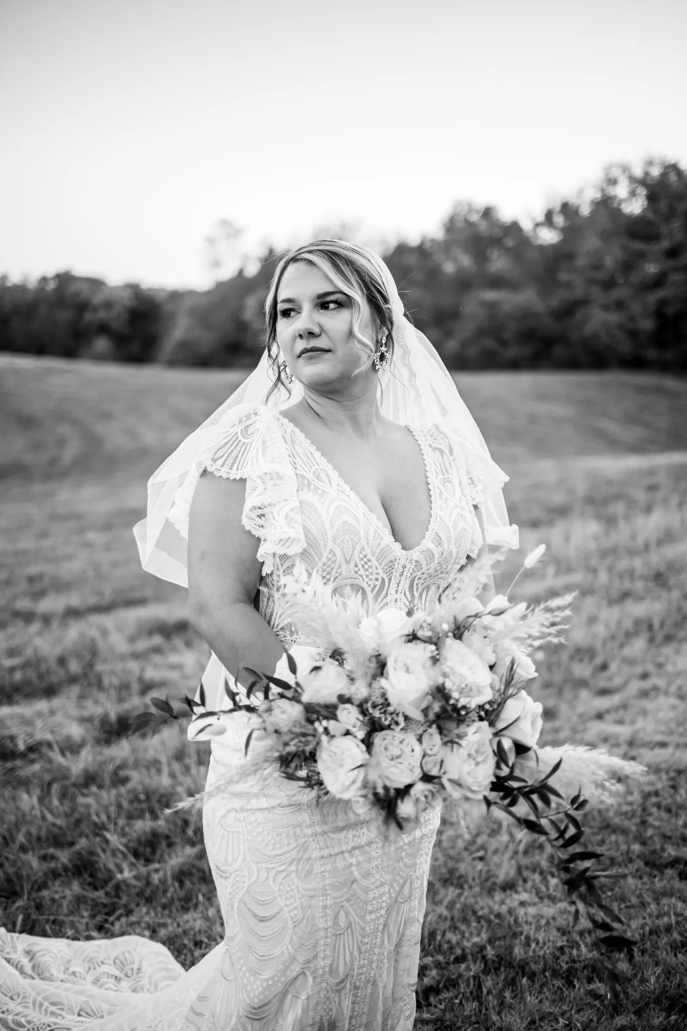Two Tier Fingertip Length Juliet Cap Wedding Veil | Blusher Bridal Veil