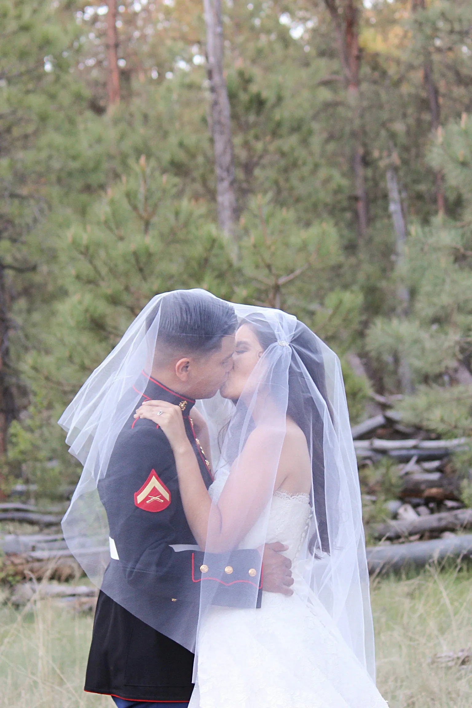 Two Tier Fingertip Length Juliet Cap Wedding Veil | Blusher Bridal Veil