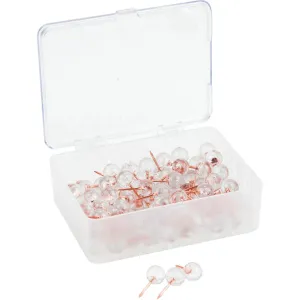 U Brands Sphere Push Pins, Clear with Rose Gold Prong, 100-Count (3089U06-24)