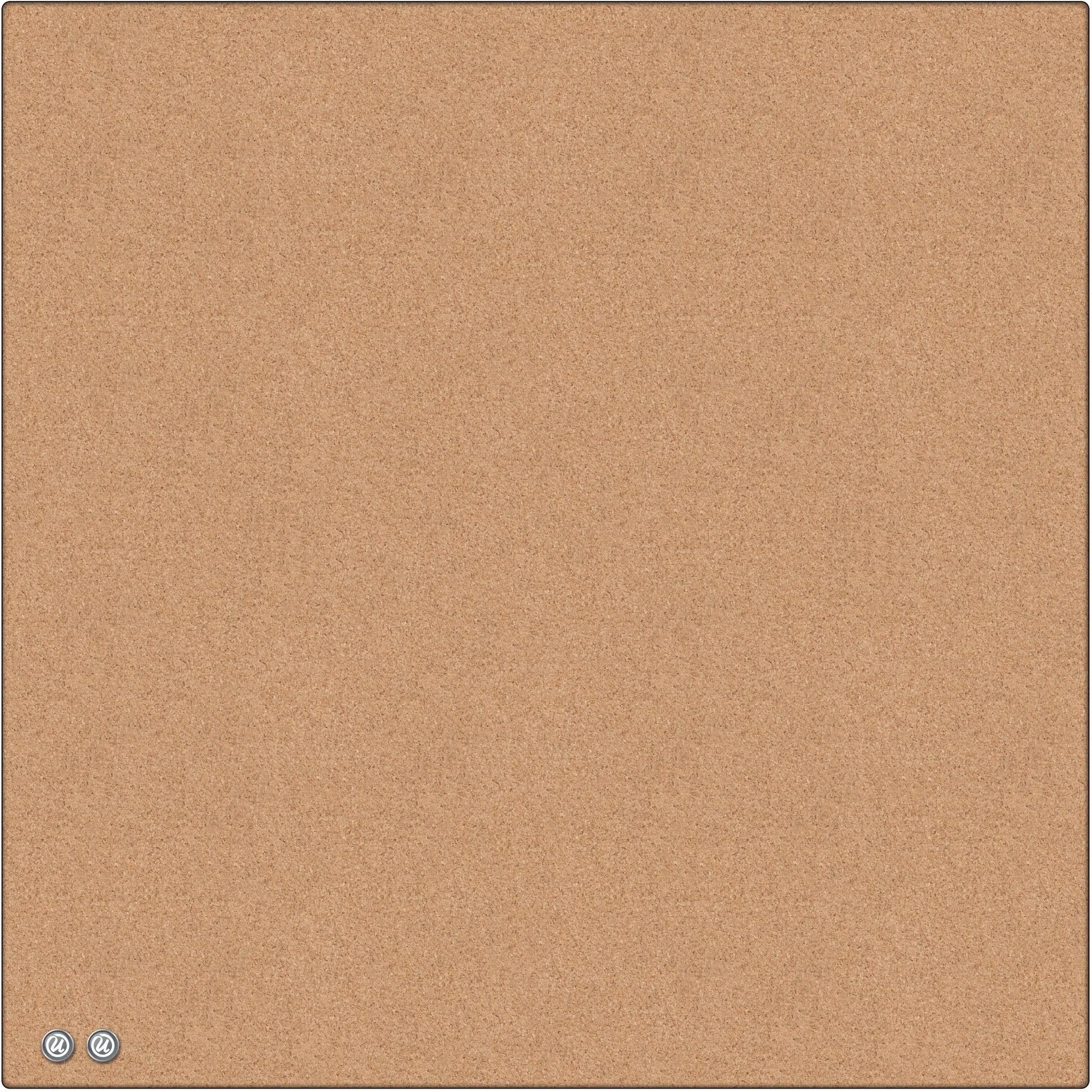 U Brands Square Cork Bulletin Board, 14 x 14 Inches, Frameless, Natural, Push Pins Included (463U00-04)