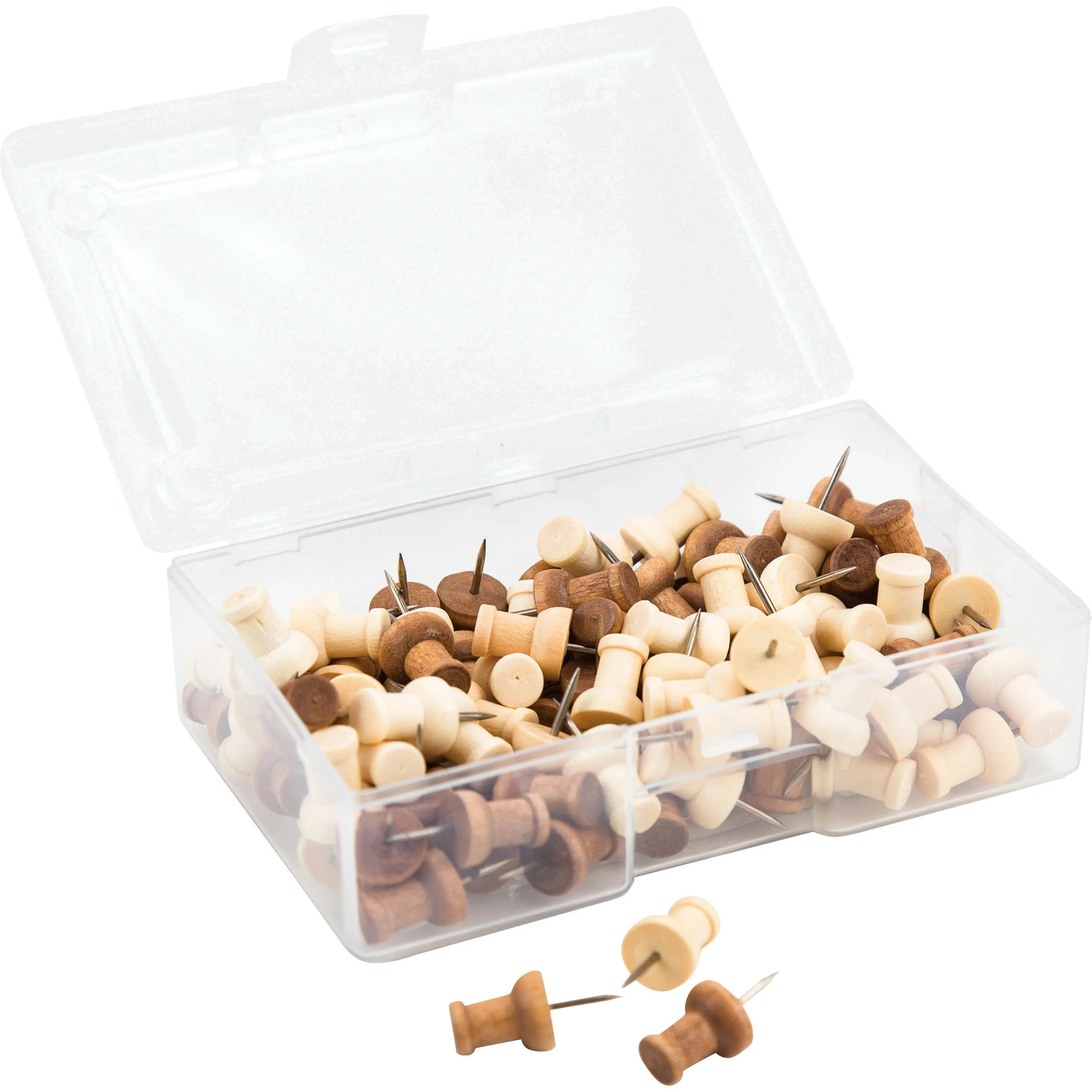 U Brands Wood Push Pins, Natural and Dark, 100-Count (3085U06-24)