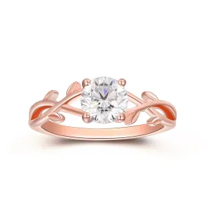 Unique Leaf Round Cut 1CT Lab Grown Diamond Anniversary Ring