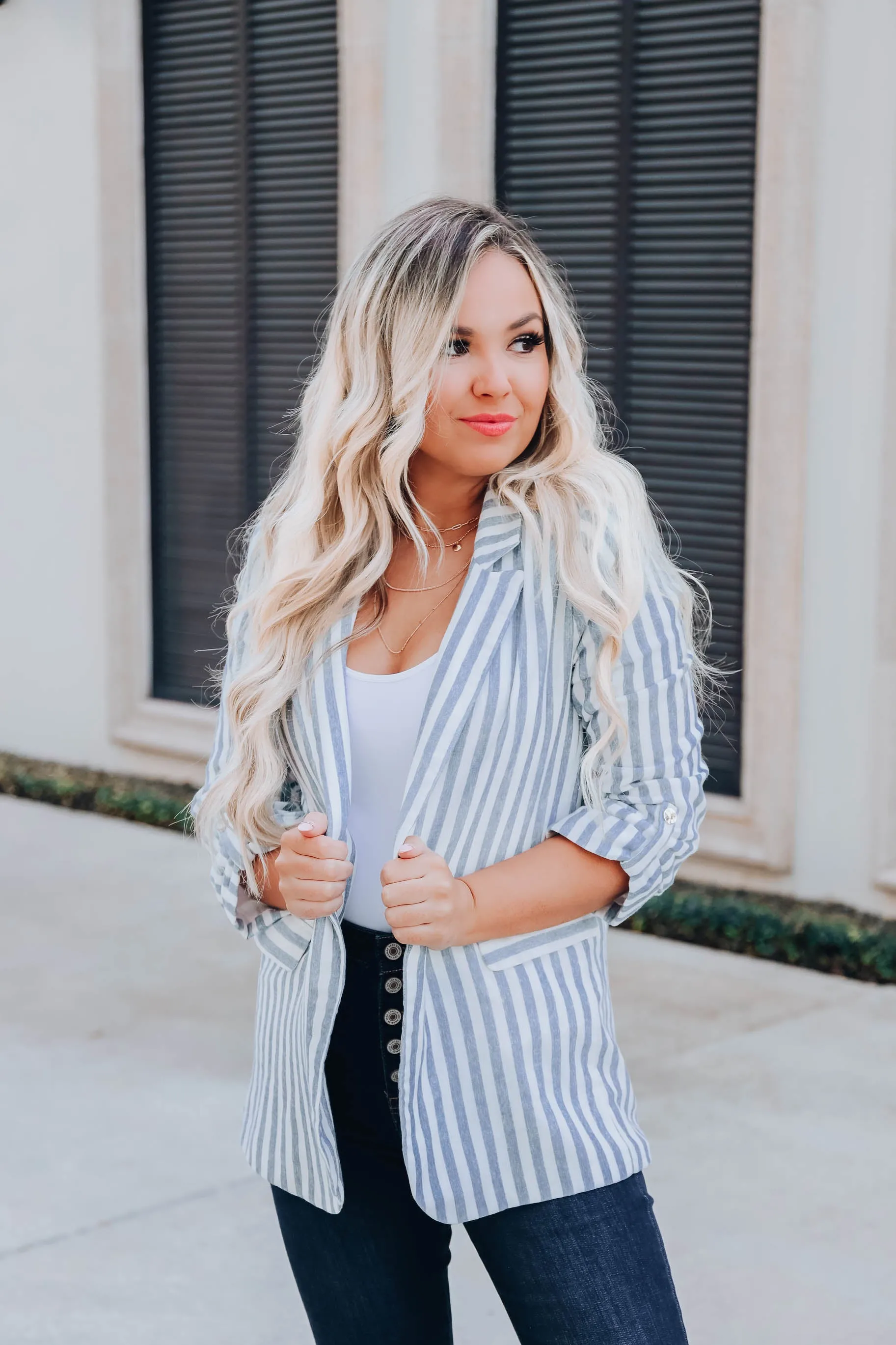 Upstate Striped Blazer - Blue