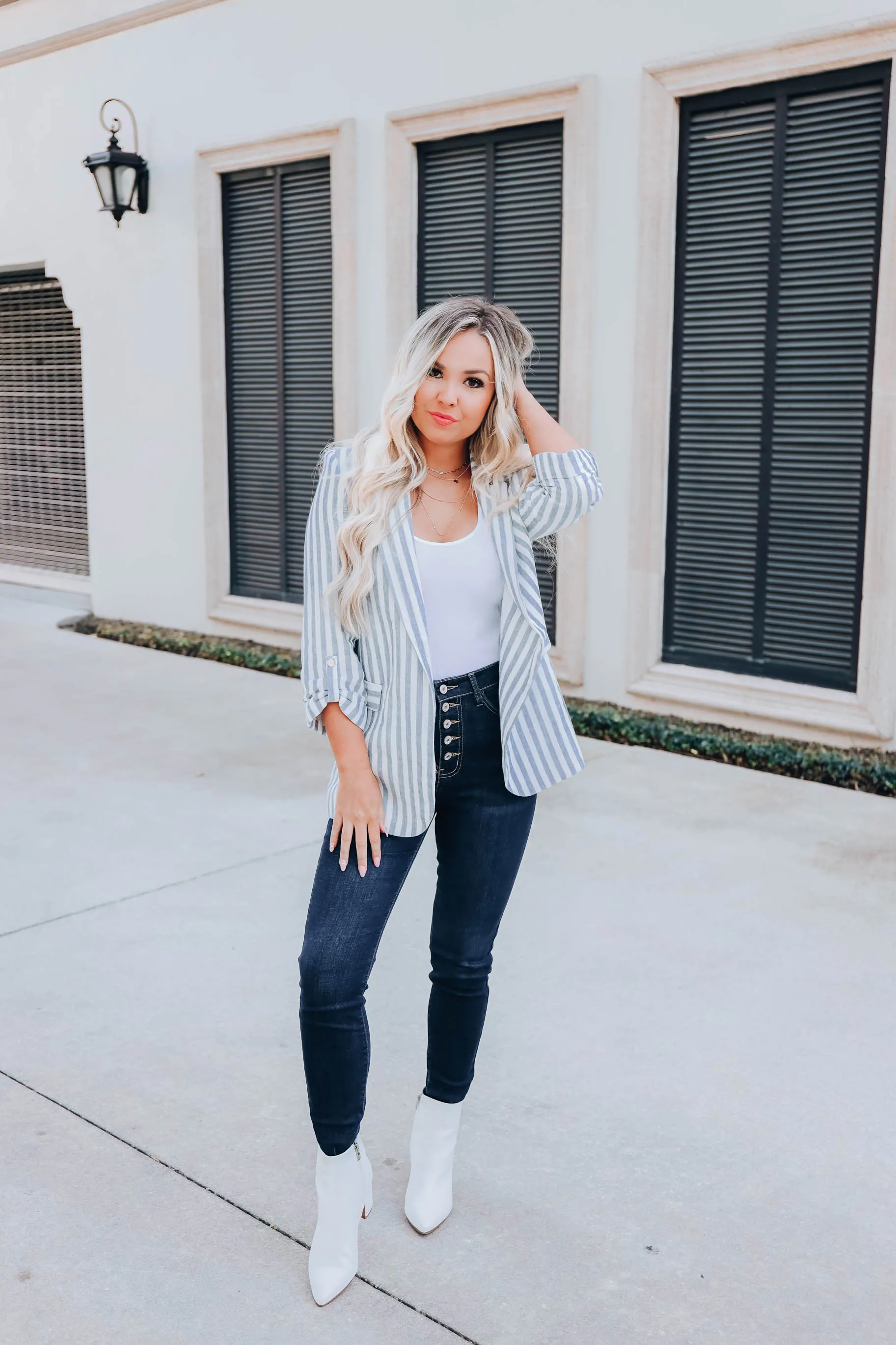 Upstate Striped Blazer - Blue