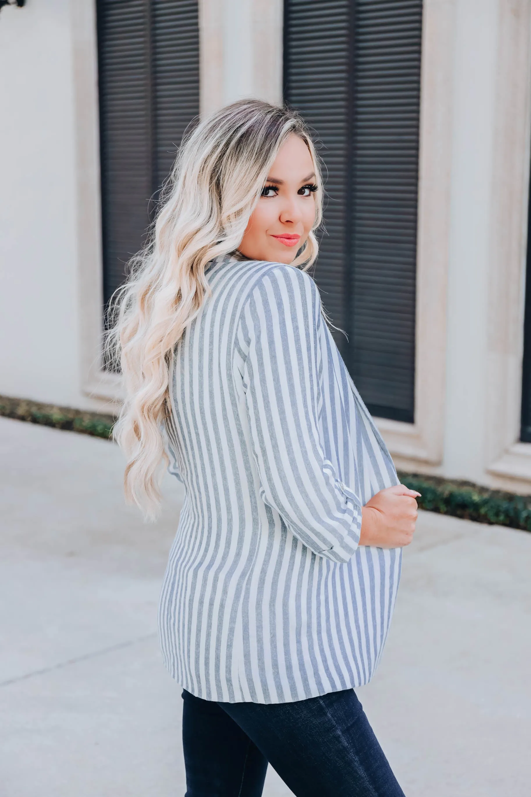 Upstate Striped Blazer - Blue