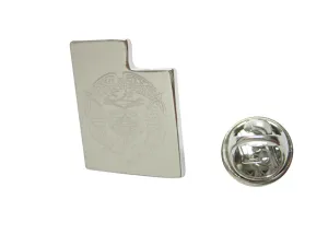 Utah State Map Shape and Flag Design Lapel Pin