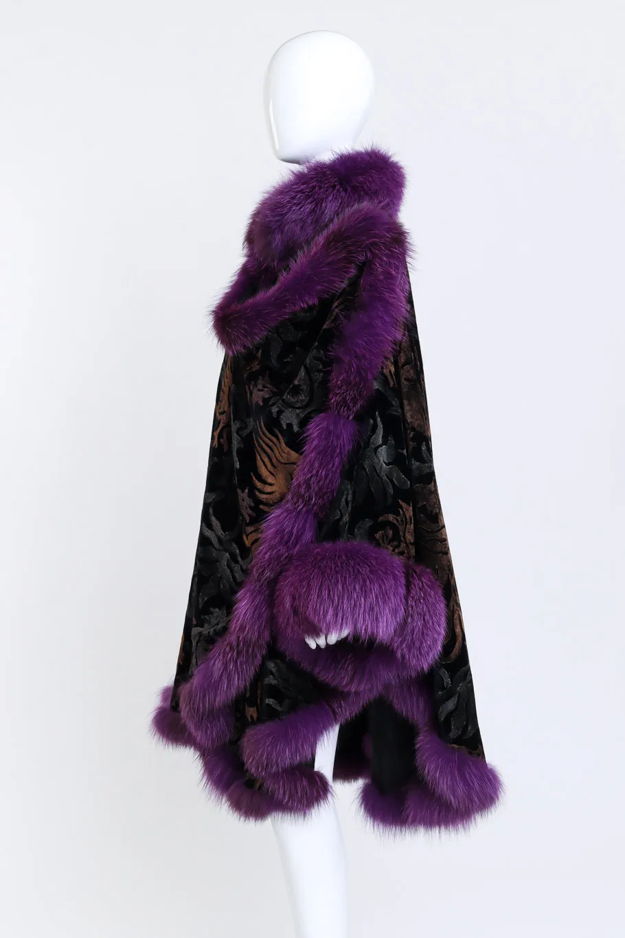 Velvet Brocade Fox Fur Cape