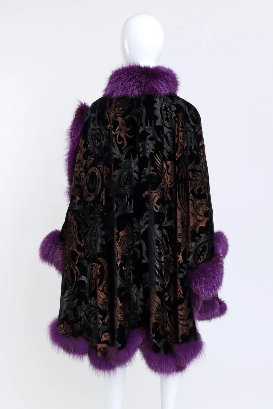 Velvet Brocade Fox Fur Cape