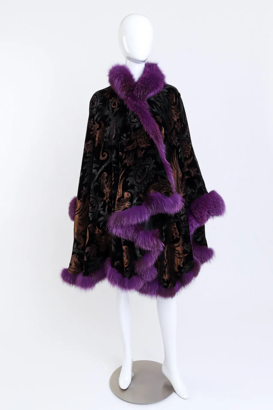 Velvet Brocade Fox Fur Cape