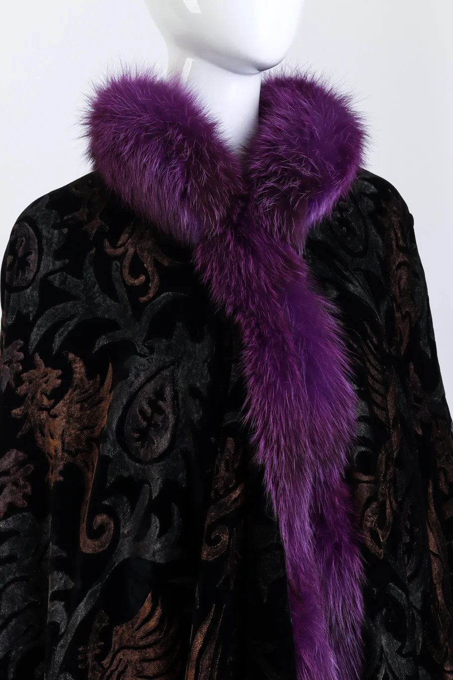 Velvet Brocade Fox Fur Cape