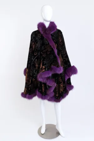 Velvet Brocade Fox Fur Cape
