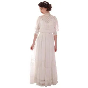 Victorian White Lawn  Lace Fancy Ladies Summer/Wedding  Dress 34-20-Free